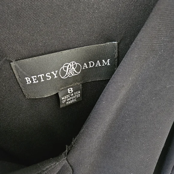 Betsy & Adam One-Shoulder Satin Ballgown Black/Champagne Size 8 $259 - Picture 7 of 8